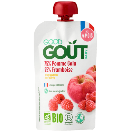 GOOD GOUT pomme framboise hoa quả nghiền táo, mâm xôi 120g