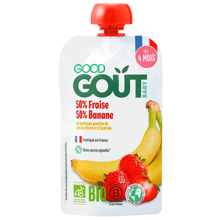 GOOD GOUT Bio trái cây nghiền dâu tây chuối 120g