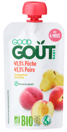 GOOD GOUT Bio trái cây nghiền đào lê 120g